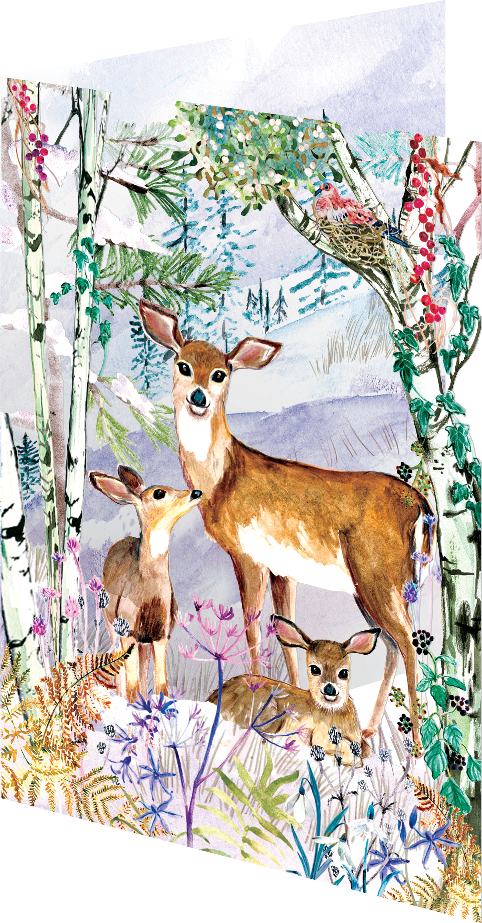 Wild Winter's Song Deer, Lasercut Card
