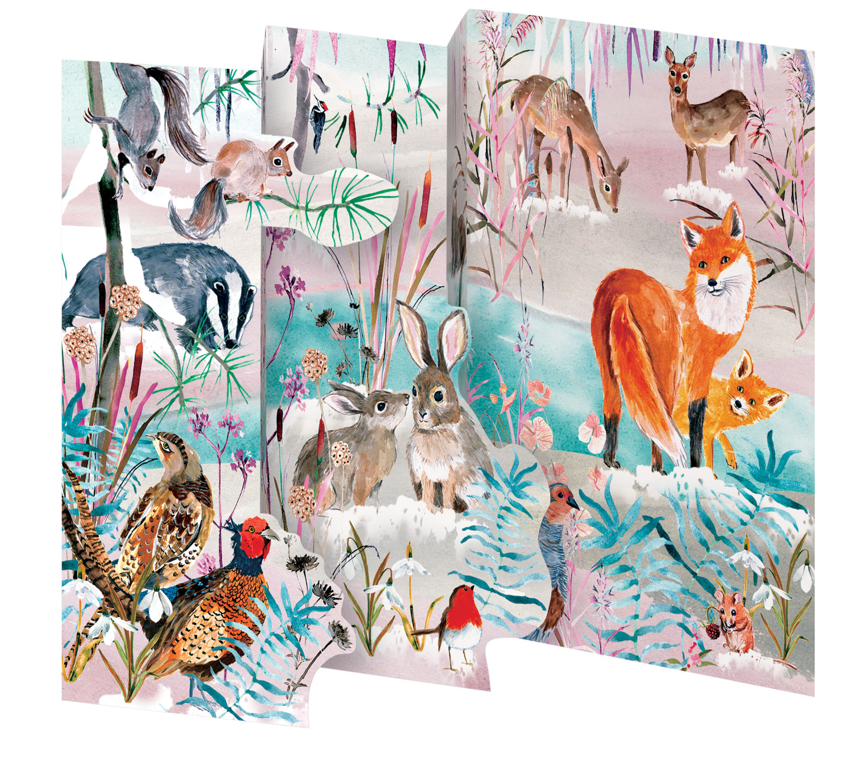 Wild Winter's Song Fox, Tri-fold Card Kraft Box - 2