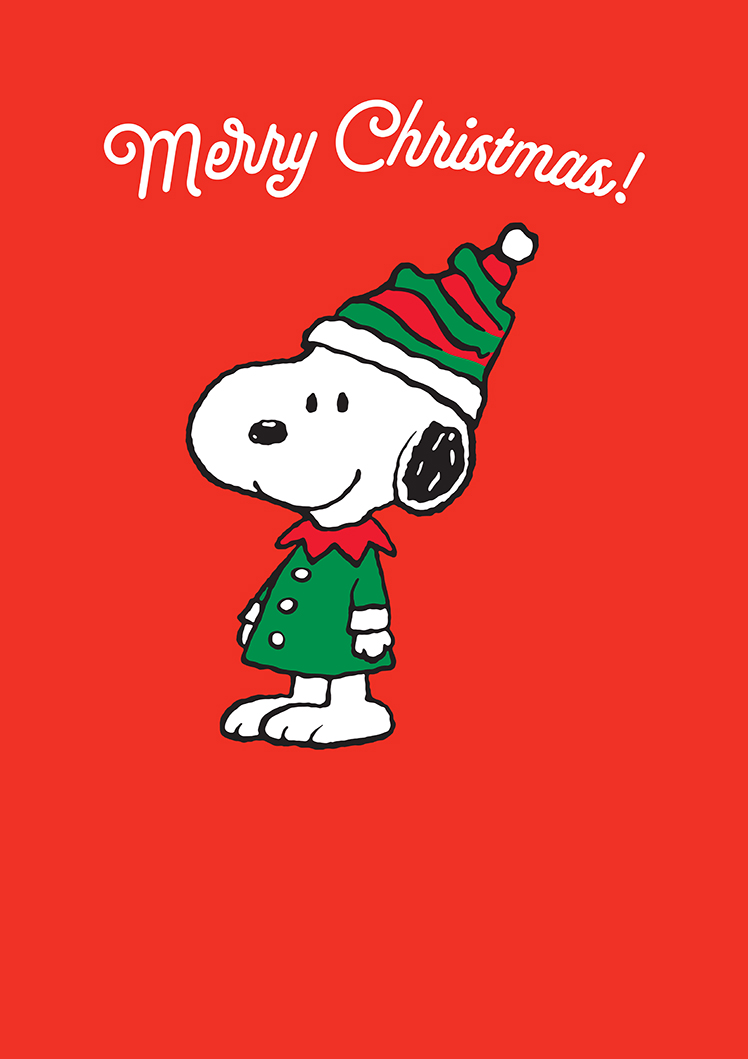 Snoopy "Merry Christmas!" elf, Greeting Card