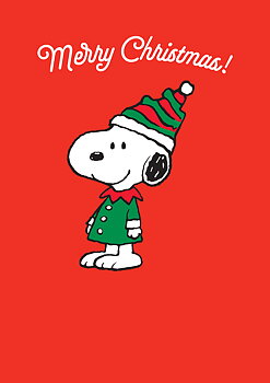 Snoopy "Merry Christmas!" elf, Greeting Card