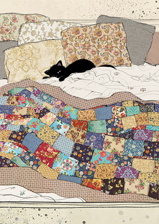 Bed Kitty, Greeting Card