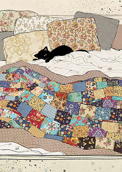Bed Kitty, Greeting Card