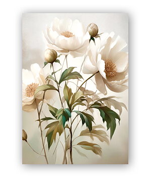 White Peonies, Greeting Card