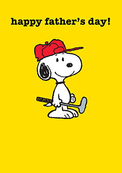 Snoopy Happy Father`s day golfing, Greeting Card