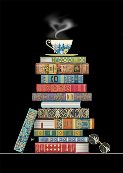 Book Pile, Greeting Card