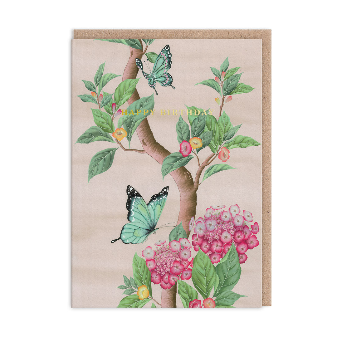 Butterfly and Hydrangea, Greeting Card