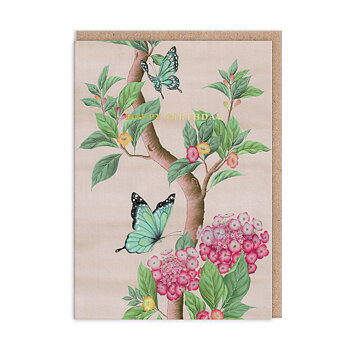 Butterfly and Hydrangea, Greeting Card