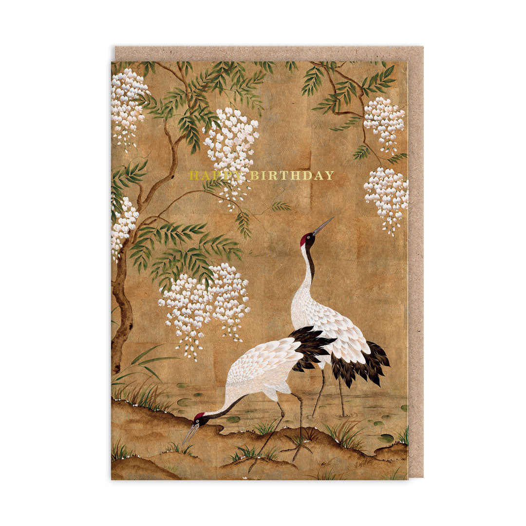 Cranes and Wisteria, Greeting Card