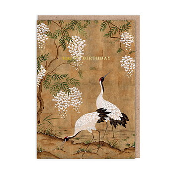 Cranes and Wisteria, Greeting Card