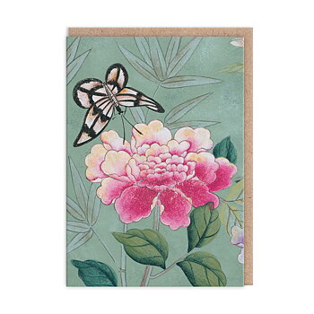 Butterfly and Peony, Greeting Card