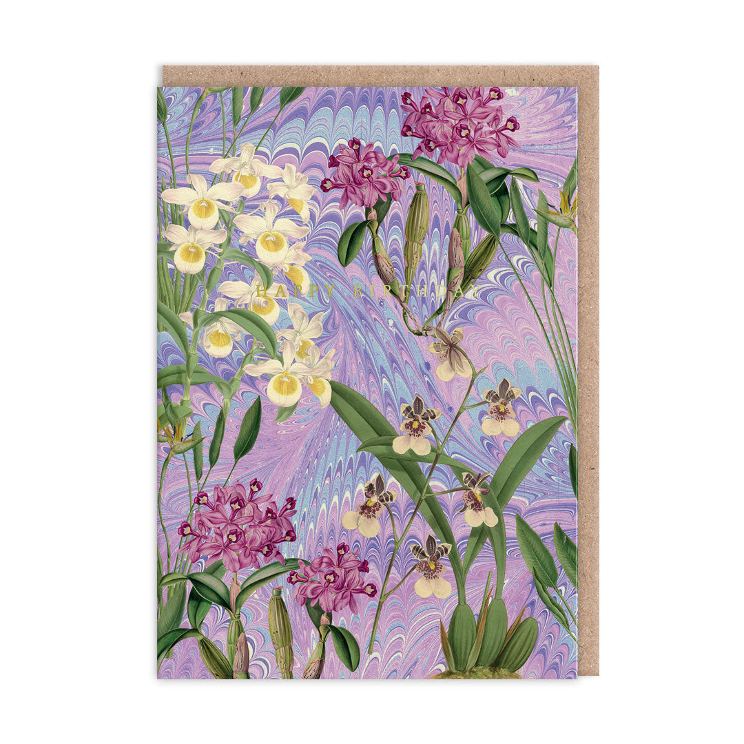 Marble Orchids Greeting Card