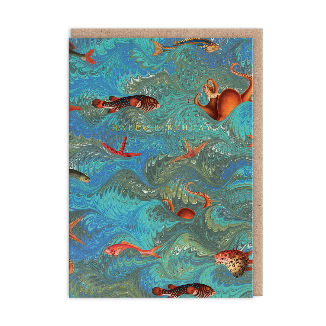 Marble Sea Creatures Greeting Card