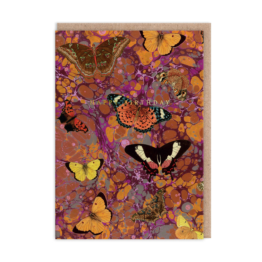 Marble Butterfly Pink Greeting Card (12058) - 2