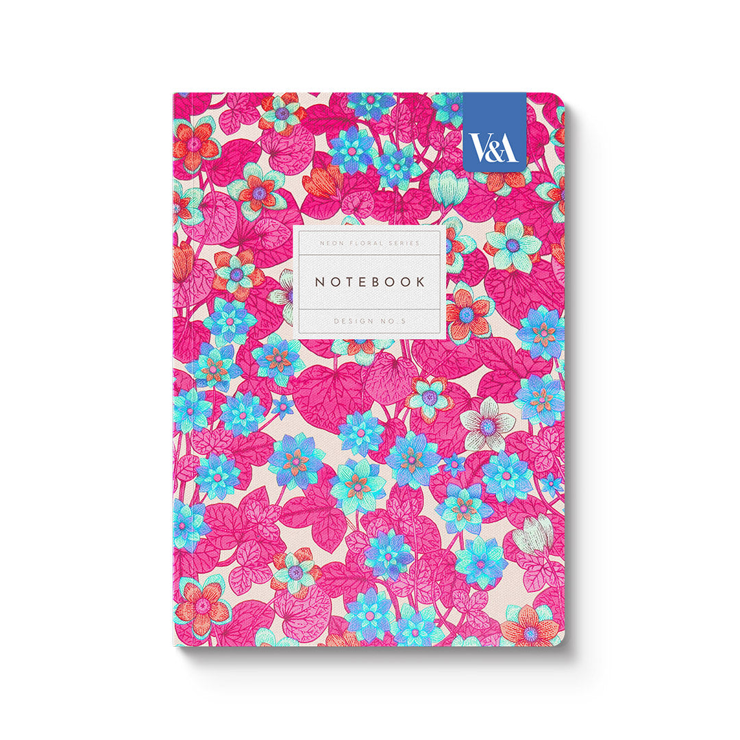 Neon Floral Pink and Blue Premium Perfect Bound Notebook (A5) (12538) - 2