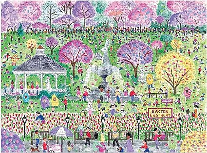 Galison Easter Egg Hunt – 1000 Piece Michael Storrings Puzzle Featuring The Spirit Of Easter Festivities At A Whimsical Park - 2