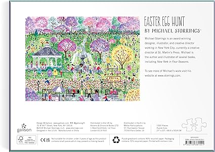 Galison Easter Egg Hunt – 1000 Piece Michael Storrings Puzzle Featuring The Spirit Of Easter Festivities At A Whimsical Park - 4