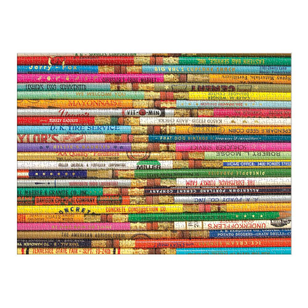 Phat Dog Vintage Pencils 1000 Piece Foil Stamped Puzzle - 2