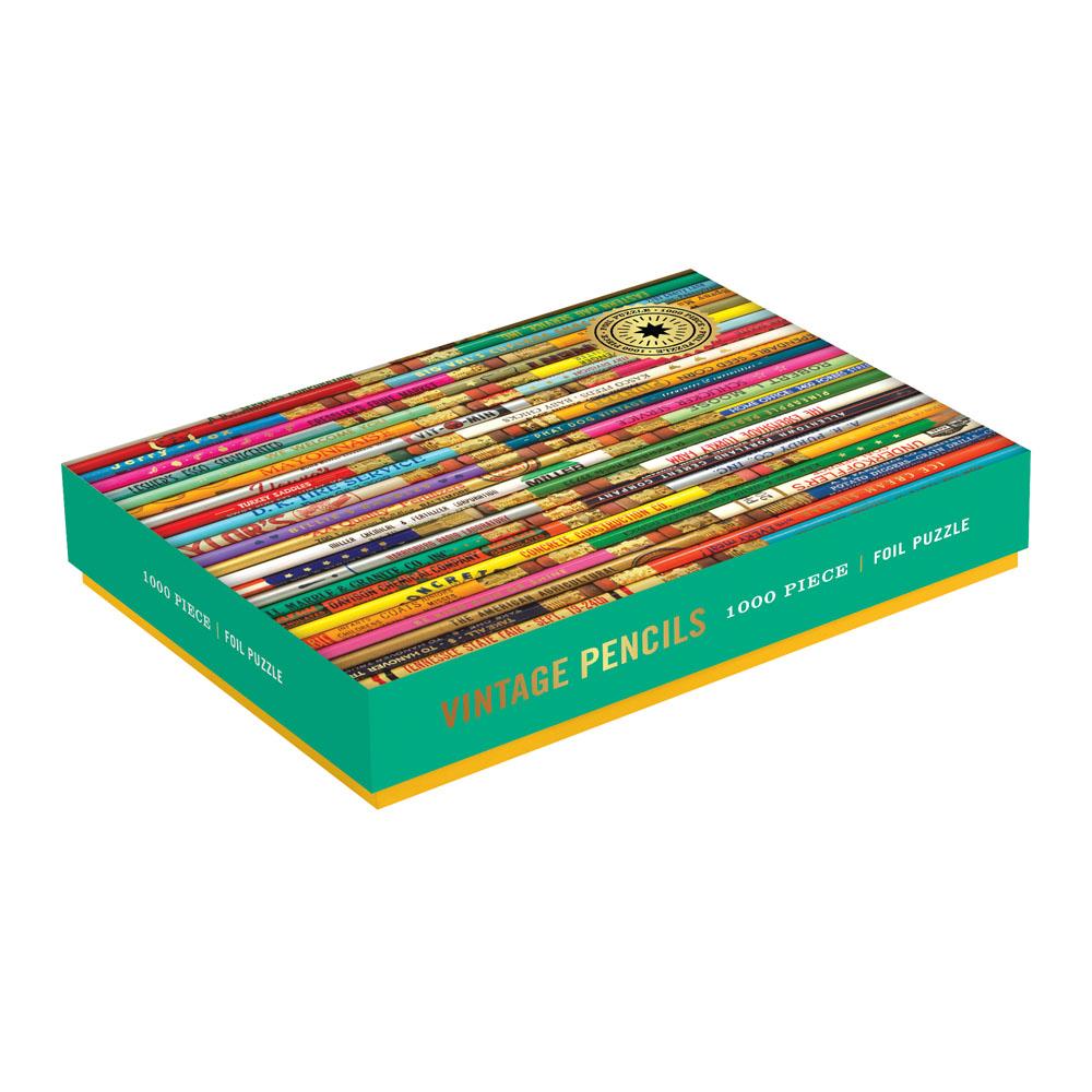 Phat Dog Vintage Pencils 1000 Piece Foil Stamped Puzzle - 3