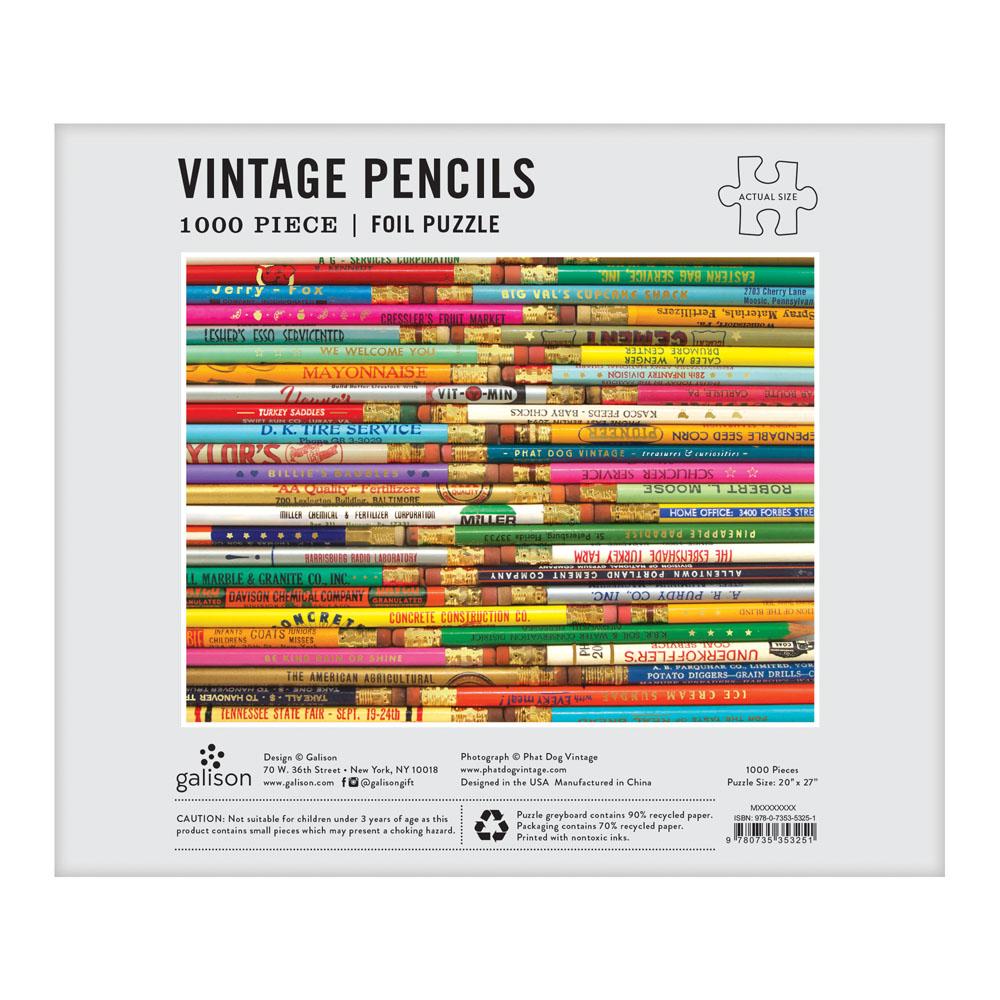 Phat Dog Vintage Pencils 1000 Piece Foil Stamped Puzzle - 4
