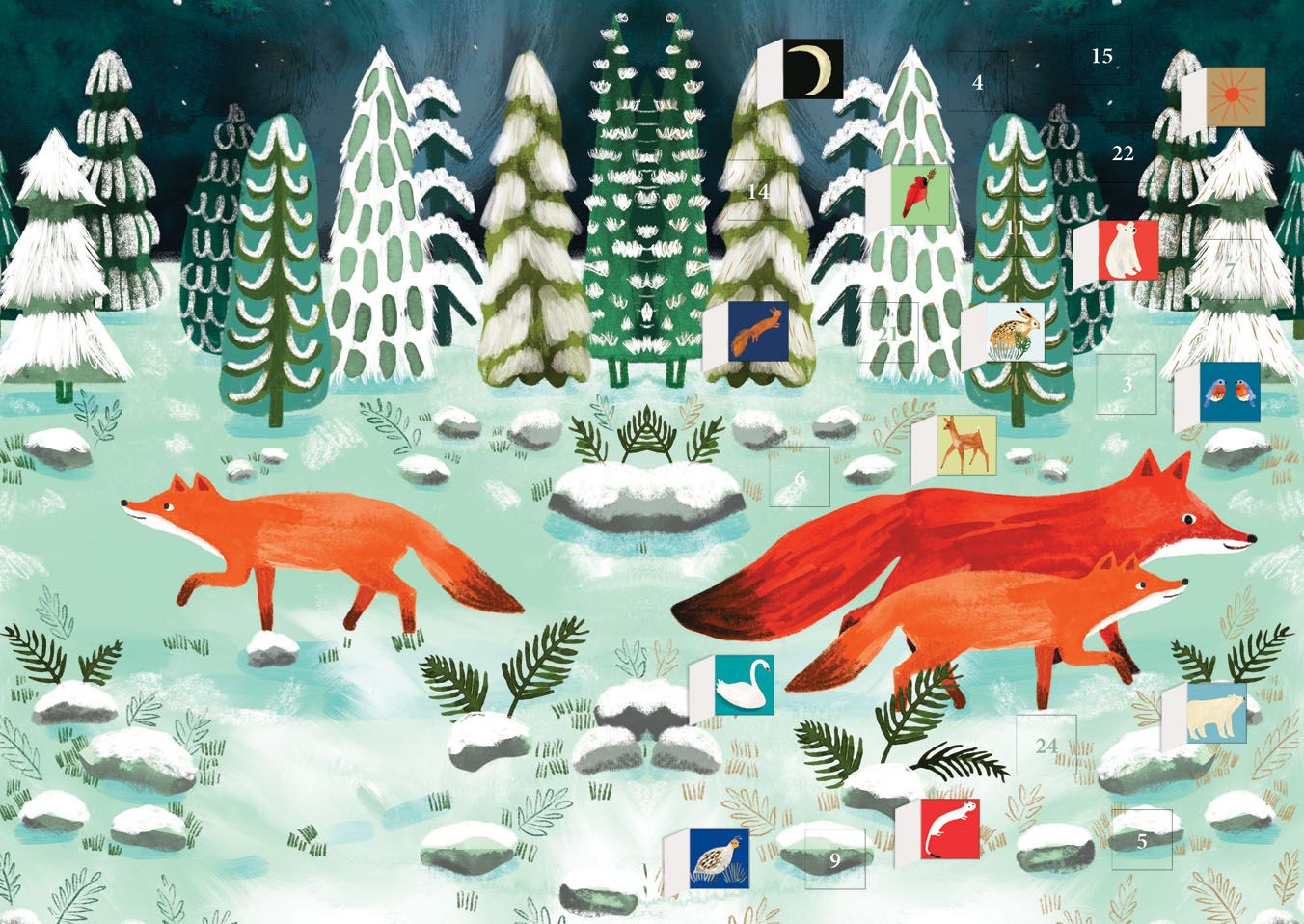 Running Foxes, Advent Calendar Cards - 2