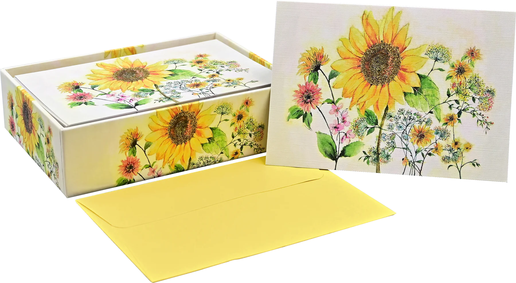 Watercolor Sunflower Note Cards - 3
