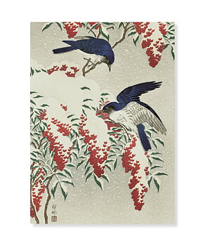 Flycatchers, Ohara Koson, Greeting Cards