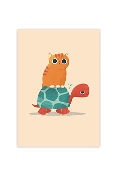 Fat Cat Rides a Turtle, Postcard
