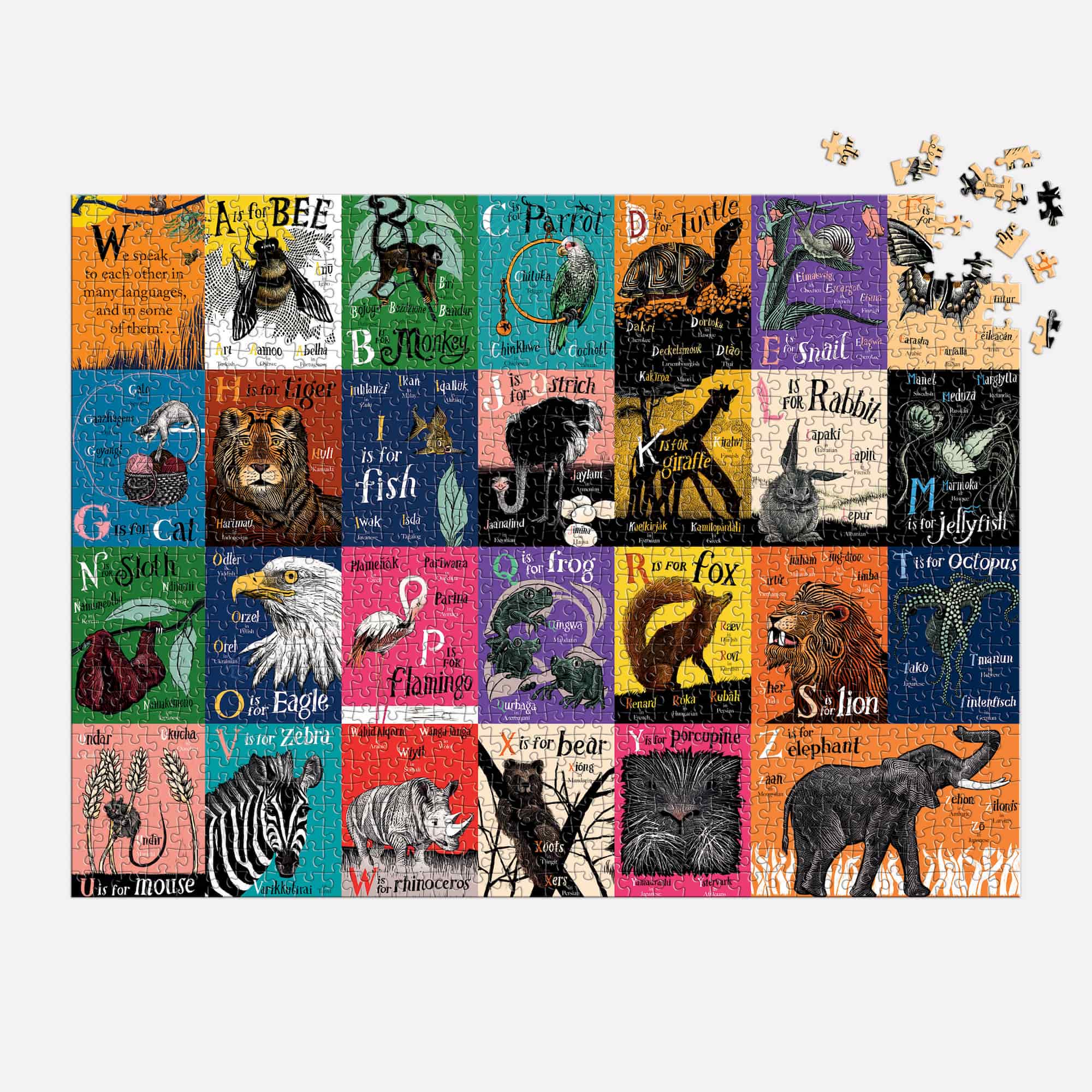 A is for Bee: An Alphabet in Translation 1000 Piece Family Puzzle - 2