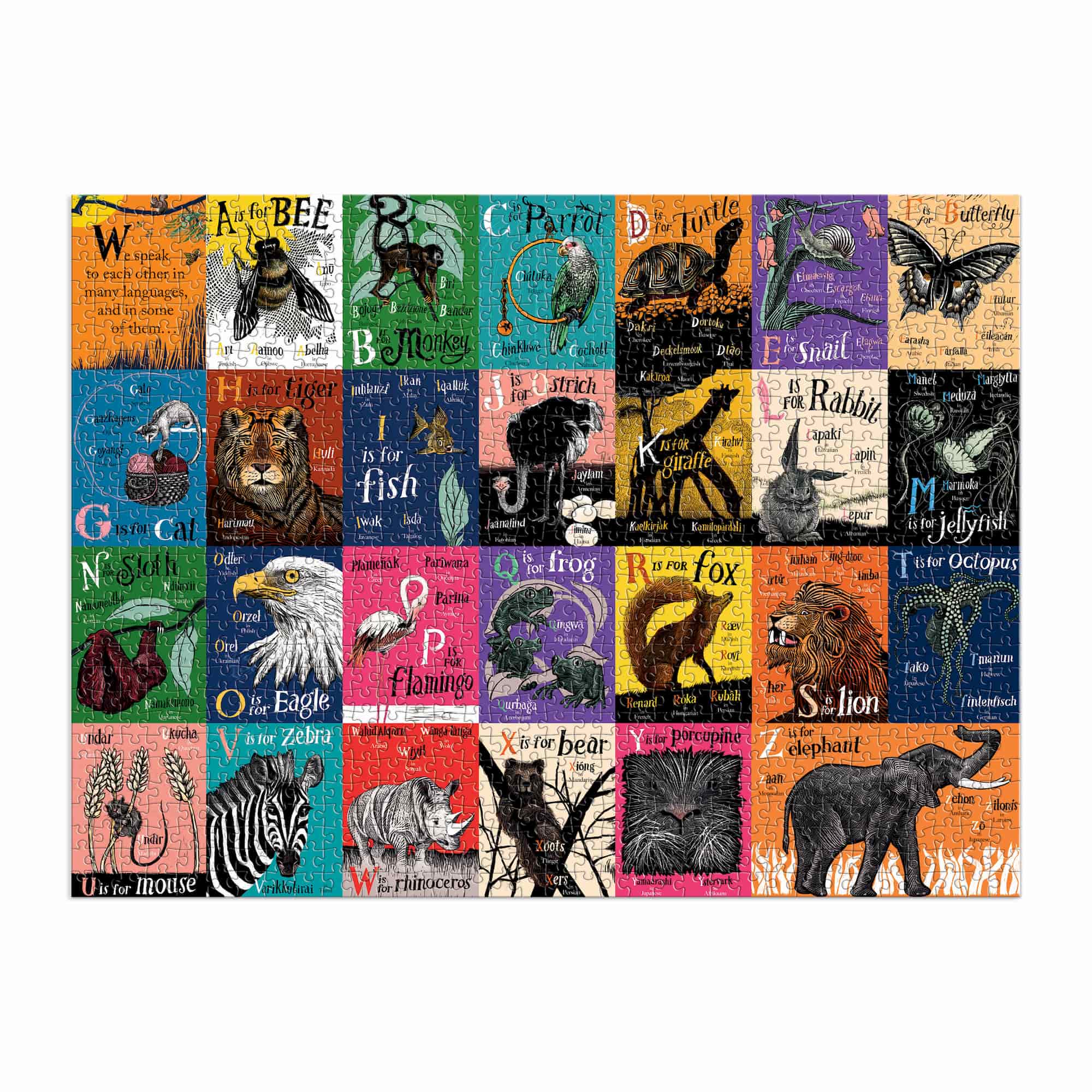 A is for Bee: An Alphabet in Translation 1000 Piece Family Puzzle - 3