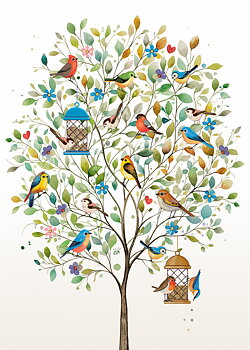 Tree Birds, Greeting Card