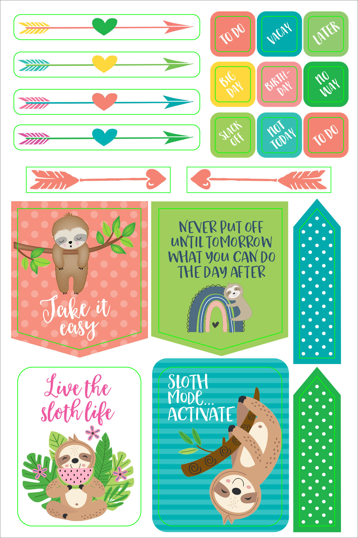 Planner Stickers Sloth - 9
