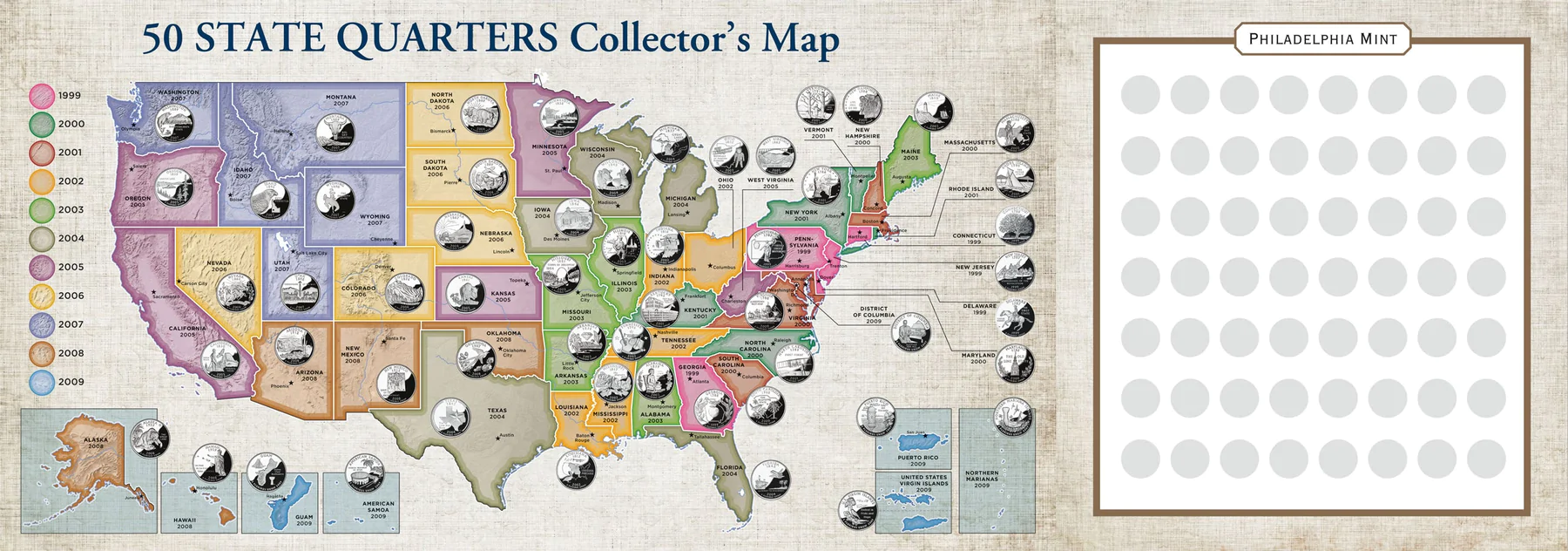 50 State Quarters Map - paperme.se