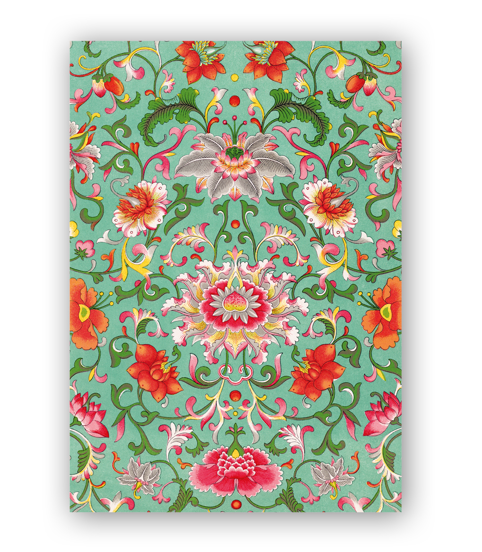 Floral Pattern Chinese Ornament, Greeting Card