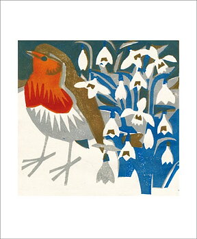 Snowdrop Robin, Greeting Card