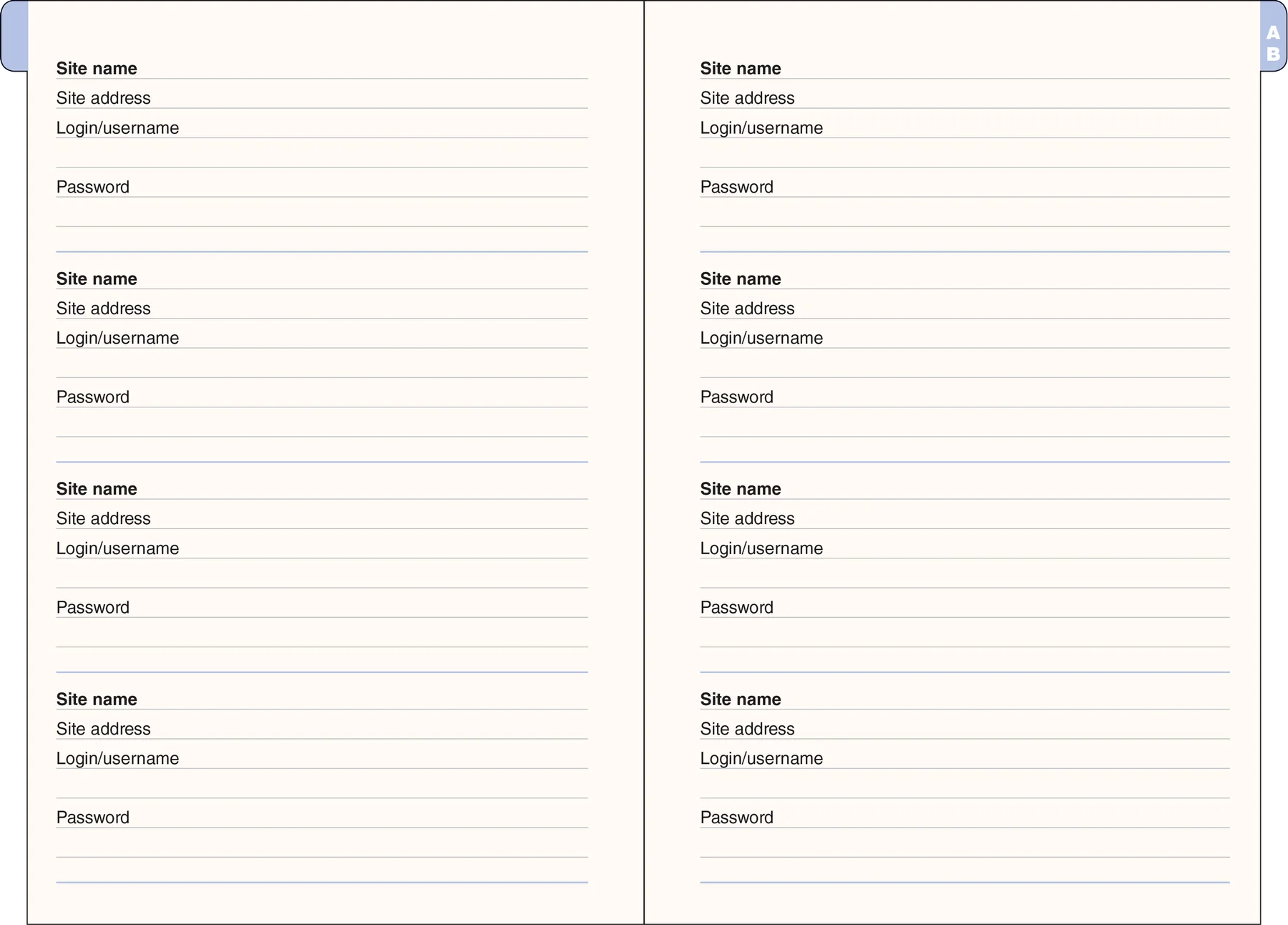 Wildflower Garden Large Internet Address & Password Logbook - 2