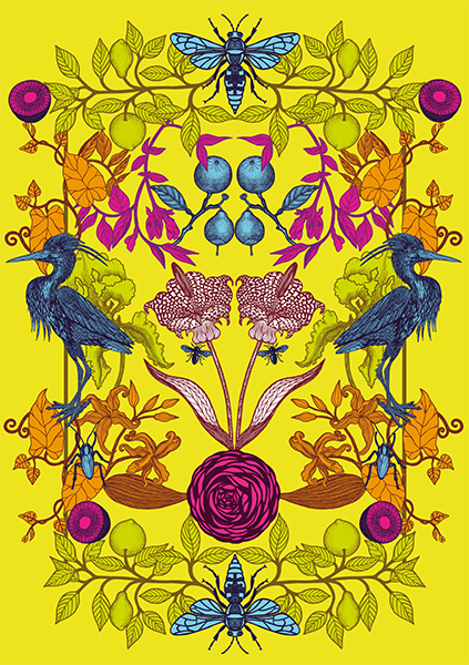 Yellow Birds & Flowers, Everyday Single Card