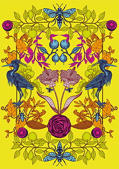 Yellow Birds & Flowers, Everyday Single Card