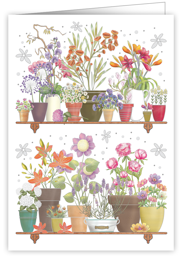 Flowers in Pots, Greeting Card