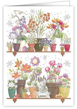 Flowers in Pots, Greeting Card