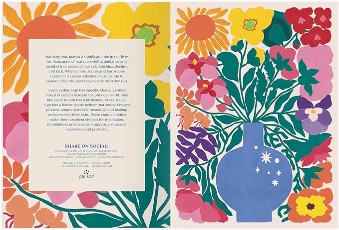Galison Zodiac Flowers – 1000 Piece Puzzle Featuring Artistic Flowers Paired with Zodiac Signs - 3