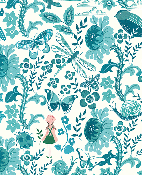 Girl With Birds & Dragonfly