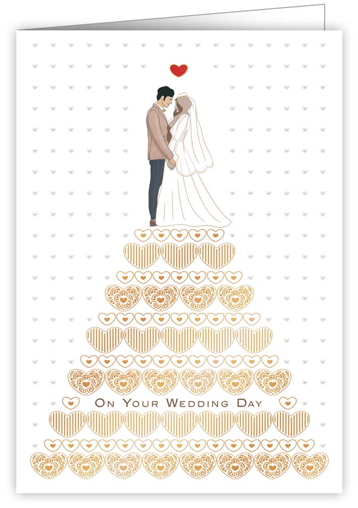 Wedding on Golden Hearts, Greeting Card - 2