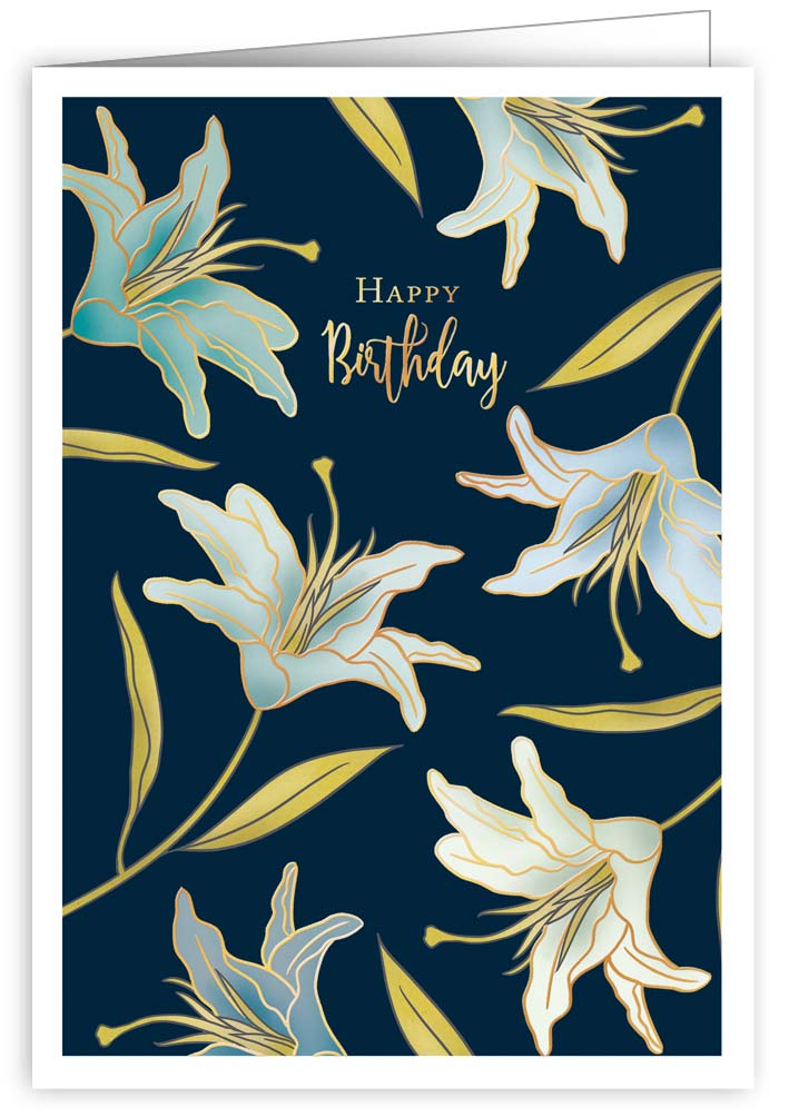 Flowers On Blue Background, Greeting Card