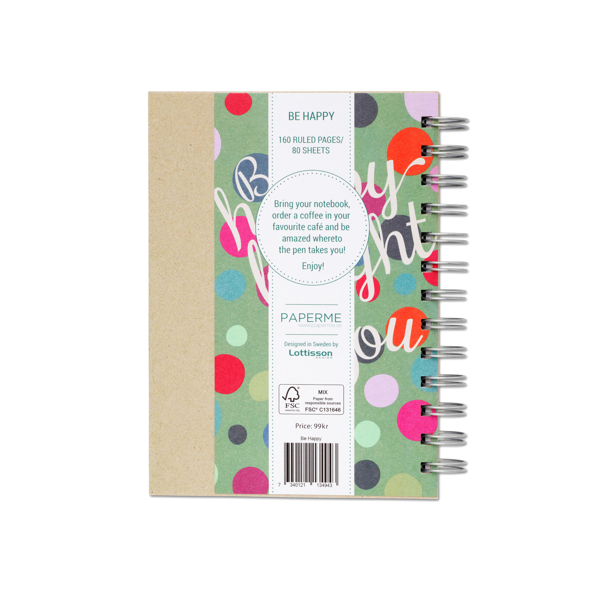 Be Happy, Spiral Bound Notebook, 80 sheets - 2