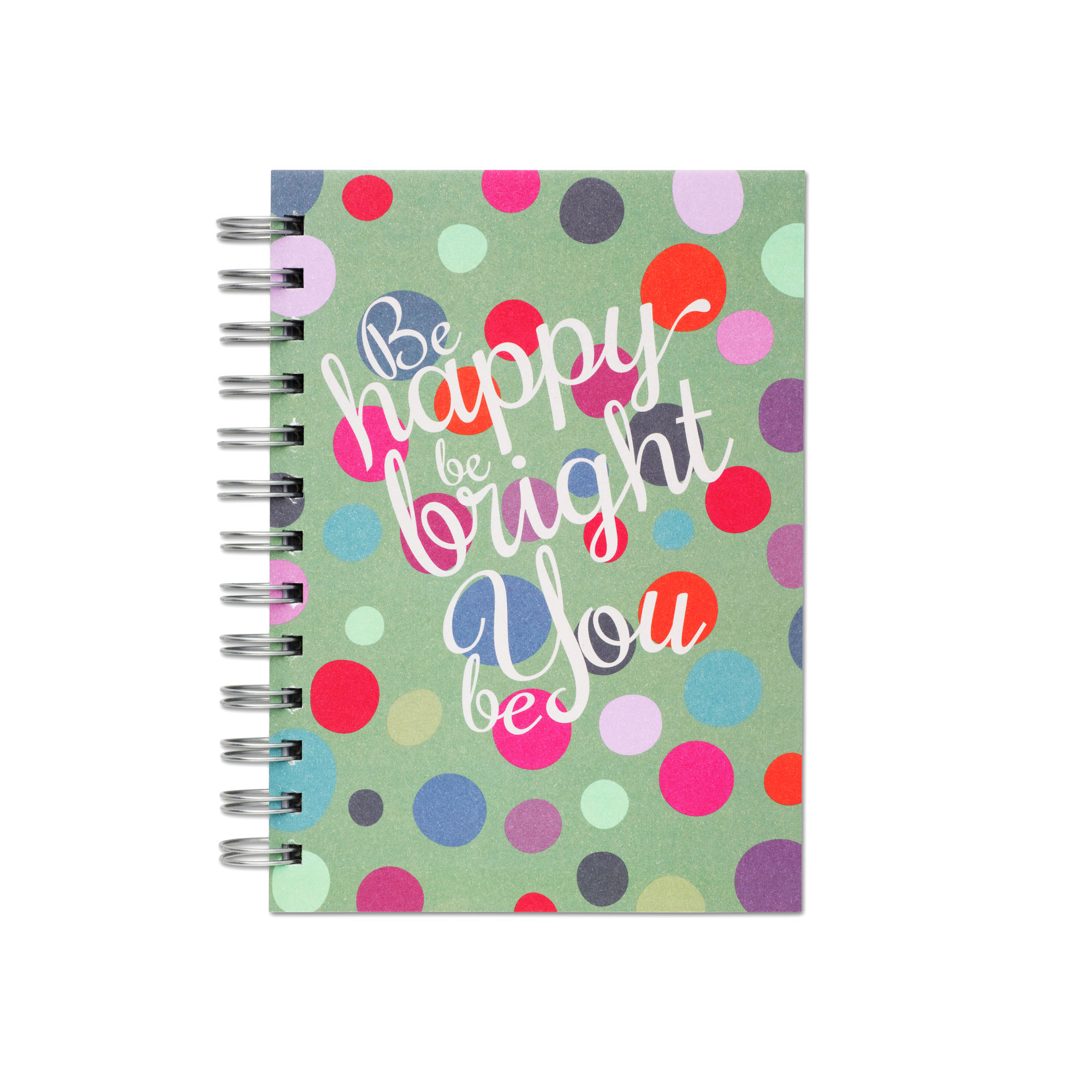 Be Happy, Spiral Bound Notebook, 80 sheets