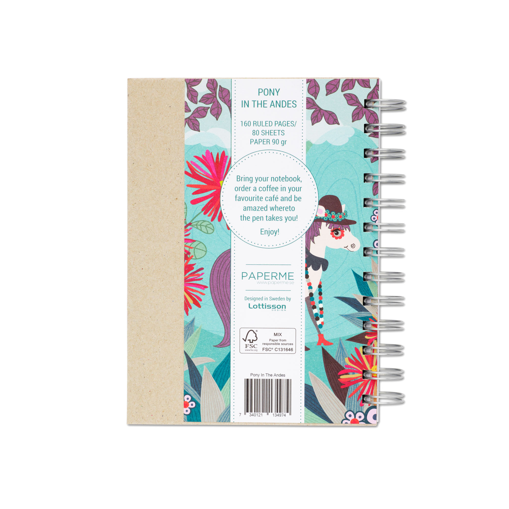 Pony In Andes, Spiralbunden Anteckningsbok, 80 sidor - 2
