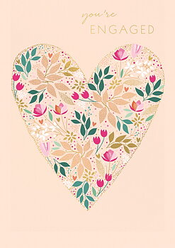 Engaged Floral Heart, Everyday Single Card