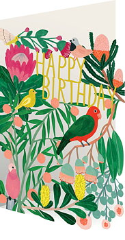 Birthday Parrot Laser Lasercut Card