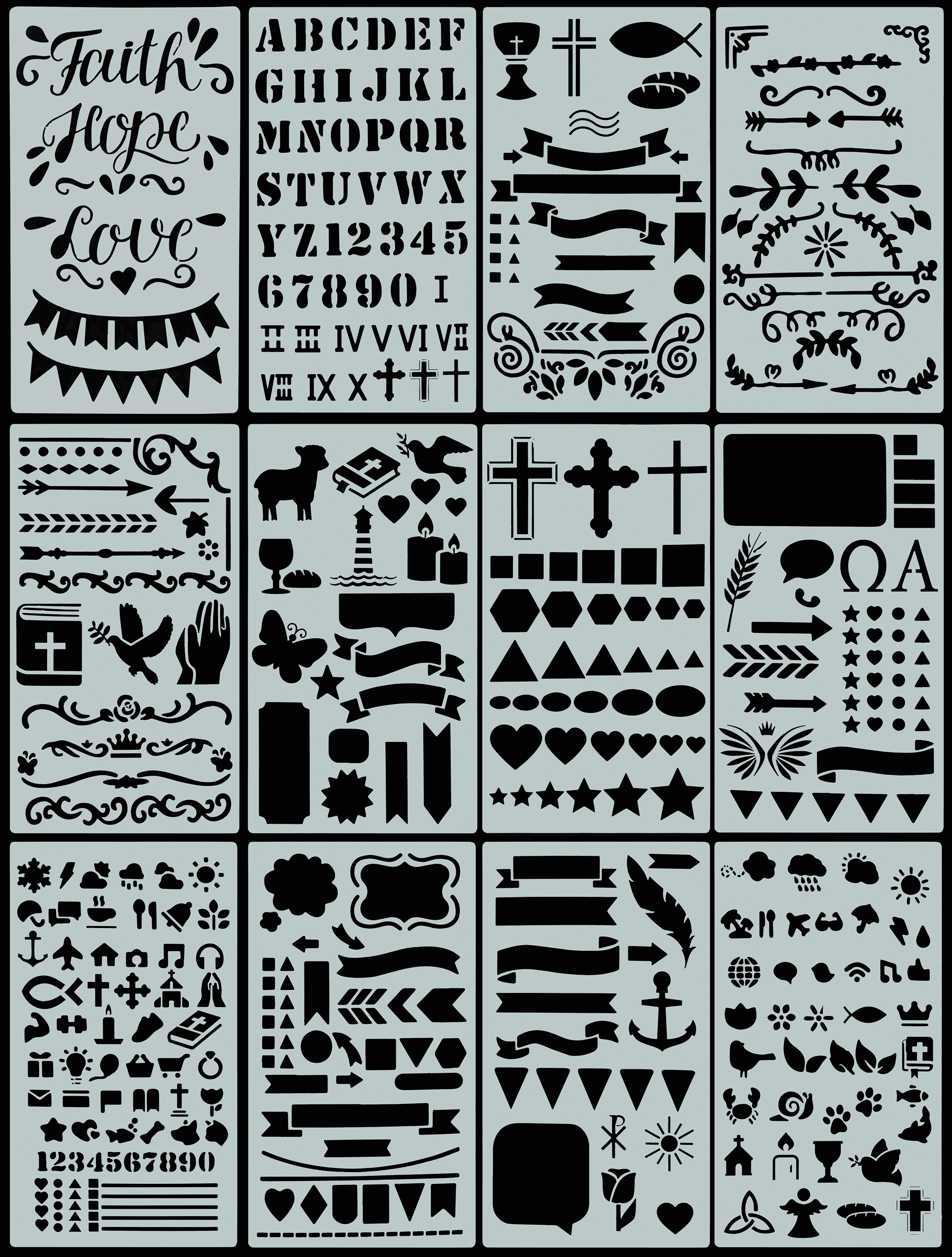 Essentials Faith Stencil Set - 3