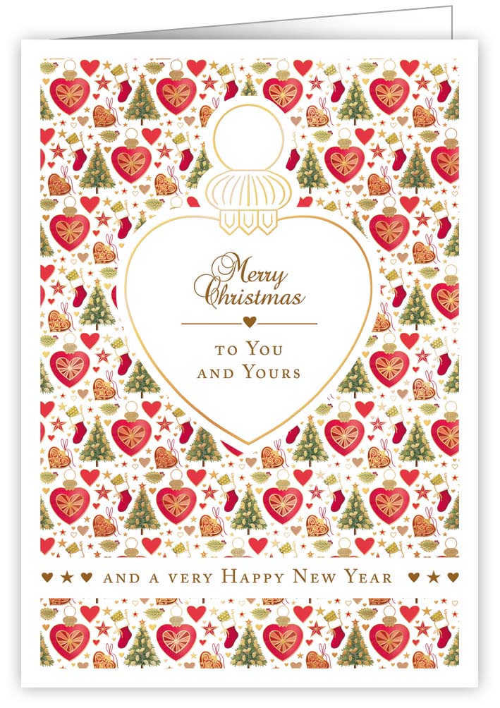 Heart Ornaments, Xmas, Greeting Card